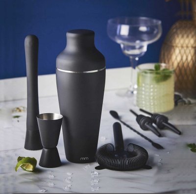 Cocktail-Set, schwarz, 7-teilig