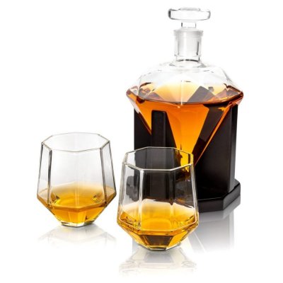 Whiskeykaraffe Diamant mit 2 Gläsern, 0,75 Liter