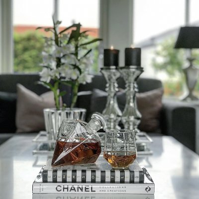 Whiskeykaraffe Diamant mit 2 Gläsern, 0,75 Liter